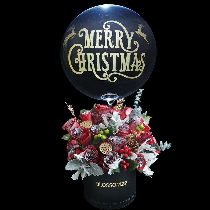 聖誕汽球皮革鮮花桶｜Xmas Balloon Flower Bucket Fresh Flower Gift Box Blossom22°