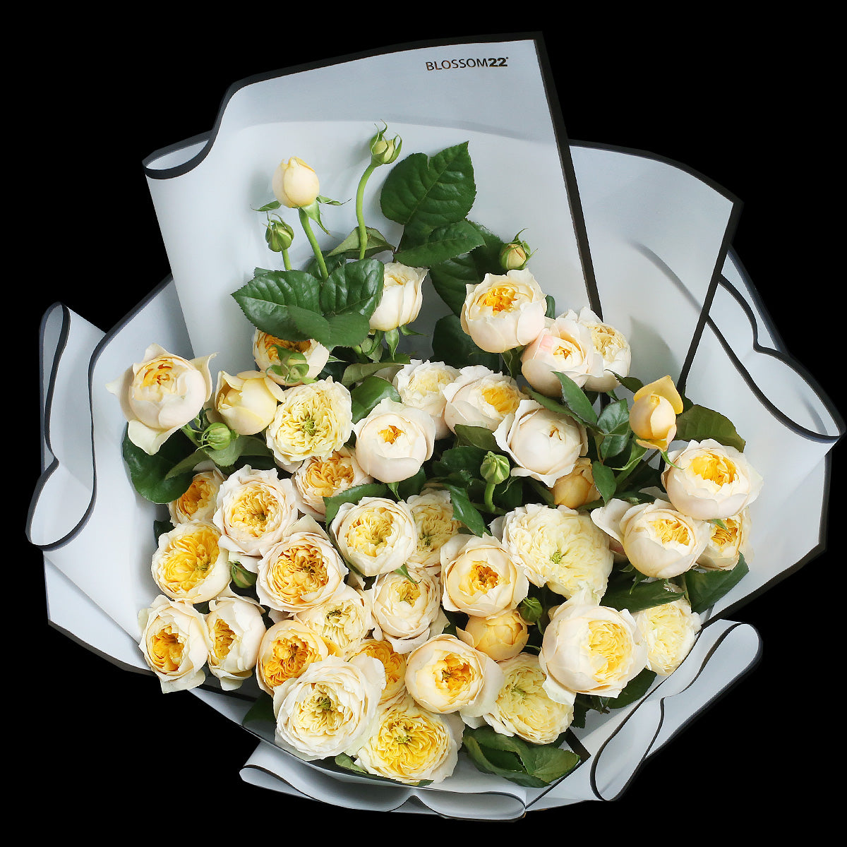 39枝 多頭庭園黃玫瑰花束｜39 Mini Yellow Garden Roses Bouquet 花束 bouquet 鮮花束 Blossom22°