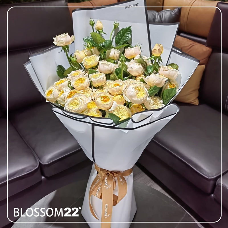 39枝 多頭庭園黃玫瑰花束｜39 Mini Yellow Garden Roses Bouquet 花束 bouquet 鮮花束 Blossom22°