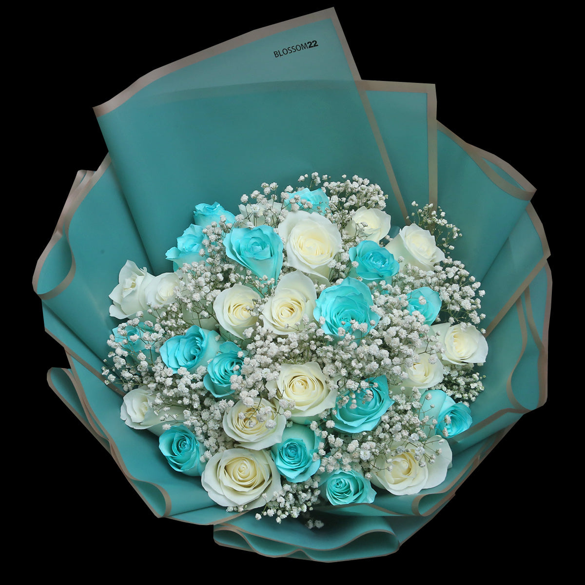 【極罕鮮花】29 蒂芬妮藍混白玫瑰鮮花束｜29 Tiffany Blue mix White Fresh Bouquet 花束 bouquet 鮮花束 Blossom22°