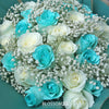 【極罕鮮花】29 蒂芬妮藍混白玫瑰鮮花束｜29 Tiffany Blue mix White Fresh Bouquet 花束 bouquet 鮮花束 Blossom22°