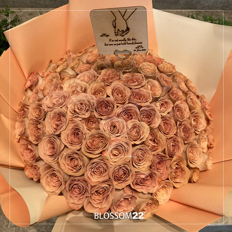 99枝 肯亞咖啡玫瑰花束｜99 Kenya Coffee Roses Bouquet｜情人節花 fresh bouquet 鮮花束 Blossom22°