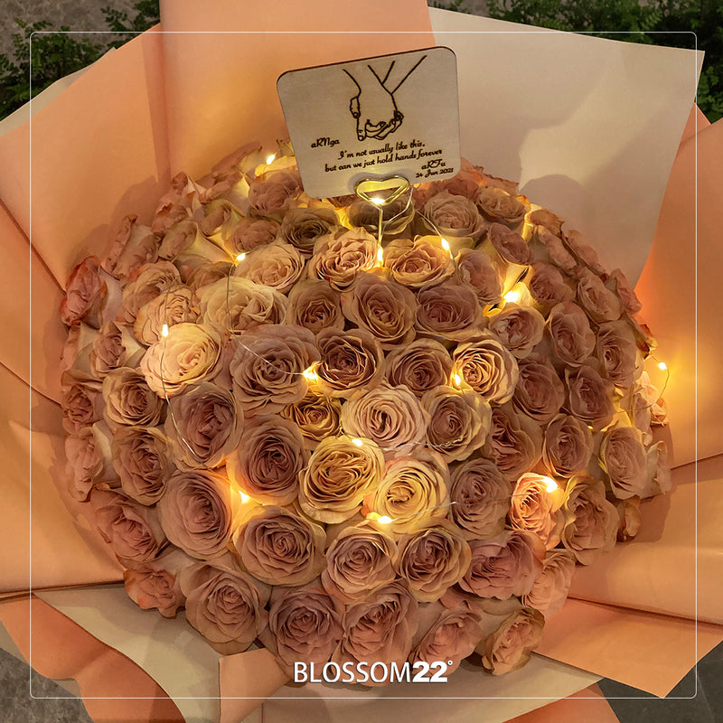 99枝 肯亞咖啡玫瑰花束｜99 Kenya Coffee Roses Bouquet｜情人節花 fresh bouquet 鮮花束 Blossom22°
