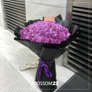 99枝 紫玫瑰求婚花束｜99 Purple Roses Bouquet (Signature Style)｜情人節花 fresh bouquet 鮮花束 Blossom22°