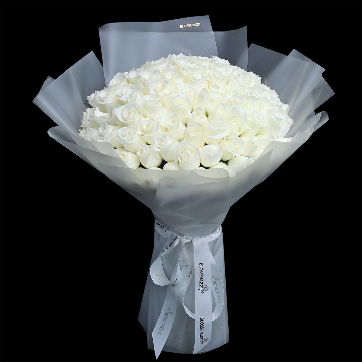 99枝 純白玫瑰求婚花束｜99 Pure White Roses Bouquet (Signature Style)｜情人節花 fresh bouquet 鮮花束 Blossom22°