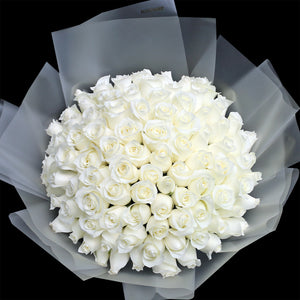99枝 純白玫瑰求婚花束｜99 Pure White Roses Bouquet (Signature Style)｜情人節花 fresh bouquet 鮮花束 Blossom22°