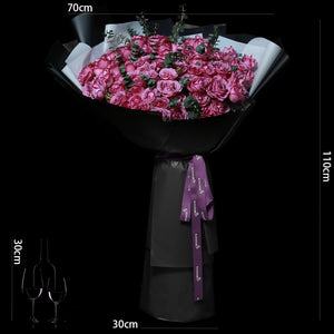 99枝 紫玫瑰求婚花束｜99 Purple Roses Bouquet (Black Tie Style)｜情人節花 fresh bouquet 鮮花束 Blossom22°