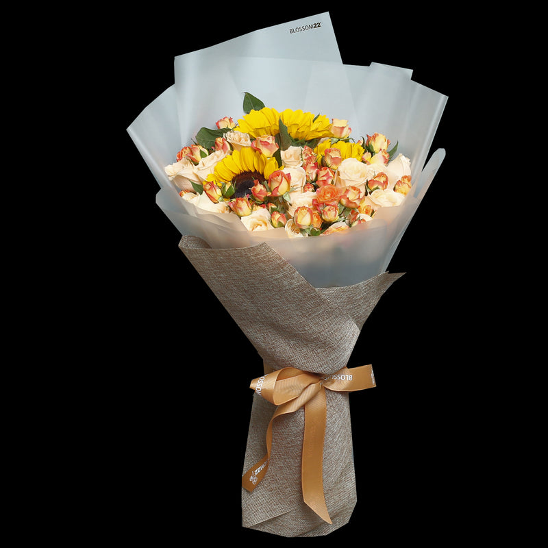 太陽花及雙色玫瑰花束｜Sunflower & Two Tone Roses (Carnival) 花束 bouquet 鮮花束 Blossom22°