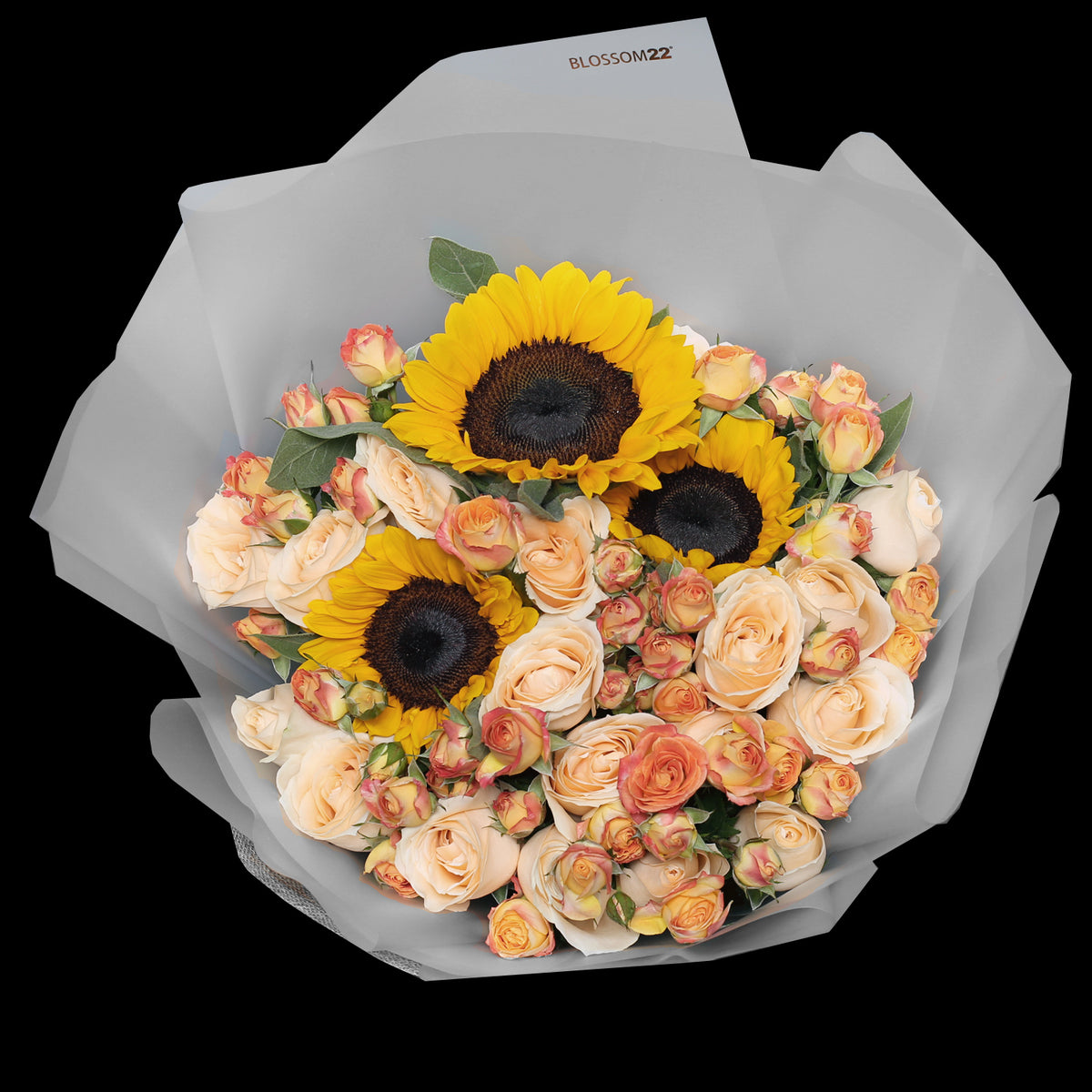 太陽花及雙色玫瑰花束｜Sunflower & Two Tone Roses (Carnival) 花束 bouquet 鮮花束 Blossom22°