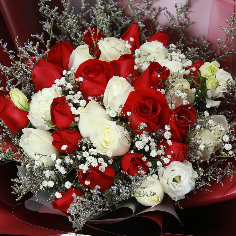33枝 紅白玫瑰花束｜33 Red and White Roses (RED LOVE 33) 花束 bouquet 鮮花束 Blossom22°