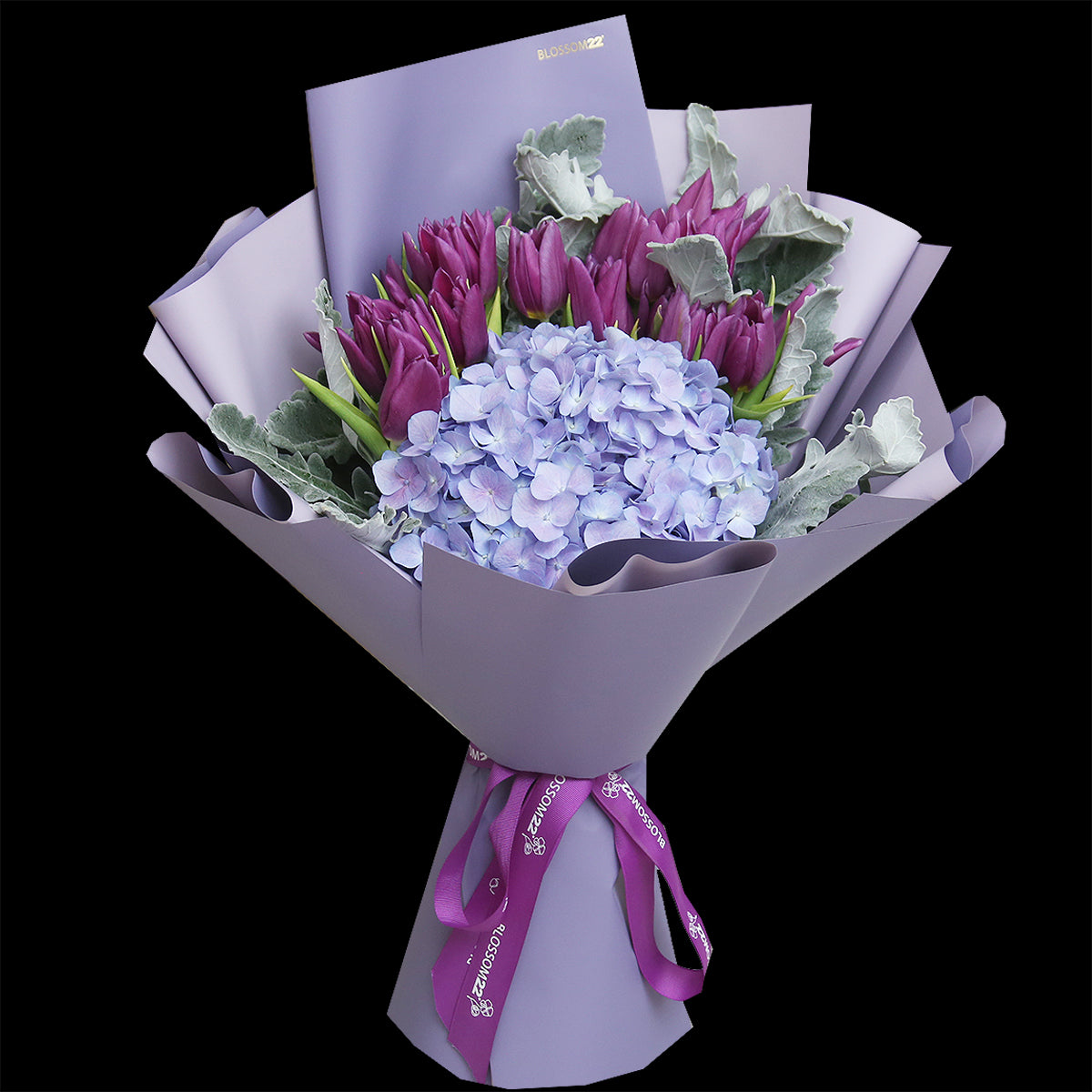 19枝 紫鬱金香及繡球｜19 Purple Tulips ＆ Hydrangea 花束 bouquet 鮮花束 BLOSSOM22