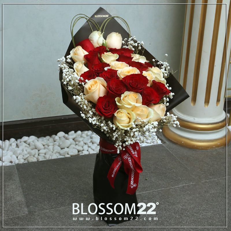 29枝 香檳紅玫瑰花束｜29 Red & Champagne Roses Bouquet (29 Rosé）