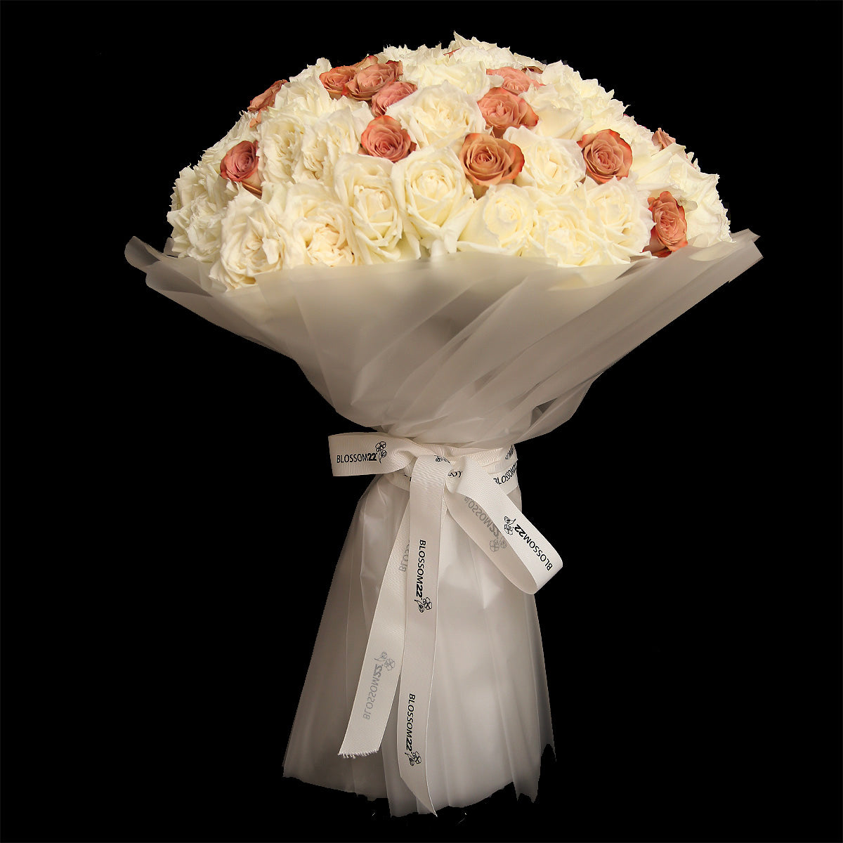 99枝 肯亞咖啡及白玫瑰混合花束｜99 Mixed Kenya Coffee Roses and White Roses (Coffee Time) fresh bouquet 鮮花束 Blossom22°