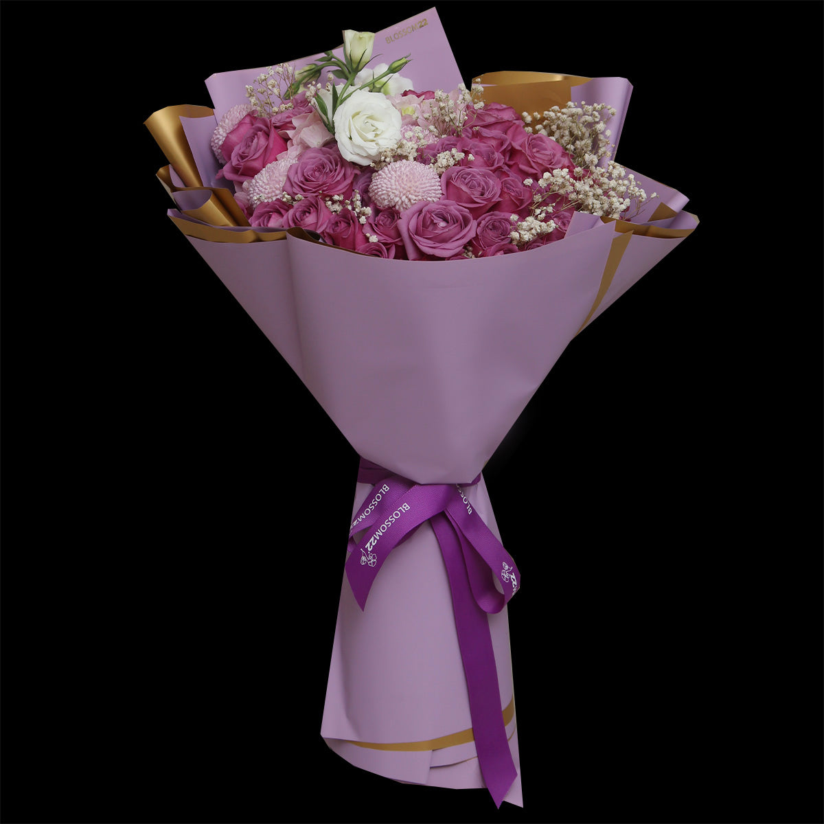 60枝 紫玫瑰及繡球｜60 Purple Roses & Hydrangea (XXL Song of the Ocean) 花束 bouquet 鮮花束 Blossom22°