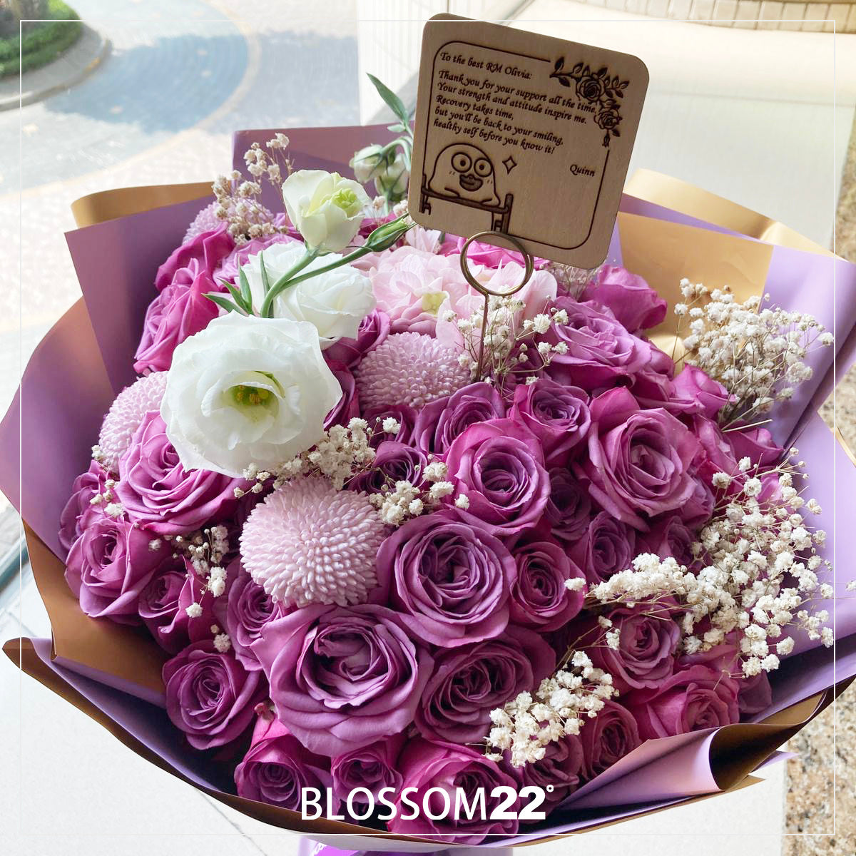 60枝 紫玫瑰及繡球｜60 Purple Roses & Hydrangea (XXL Song of the Ocean) 花束 bouquet 鮮花束 Blossom22°