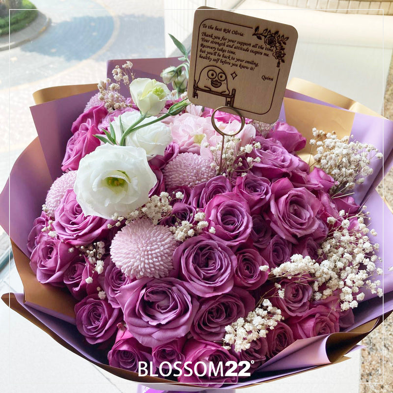 60枝 紫玫瑰及繡球｜60 Purple Roses & Hydrangea (XXL Song of the Ocean) 花束 bouquet 鮮花束 Blossom22°