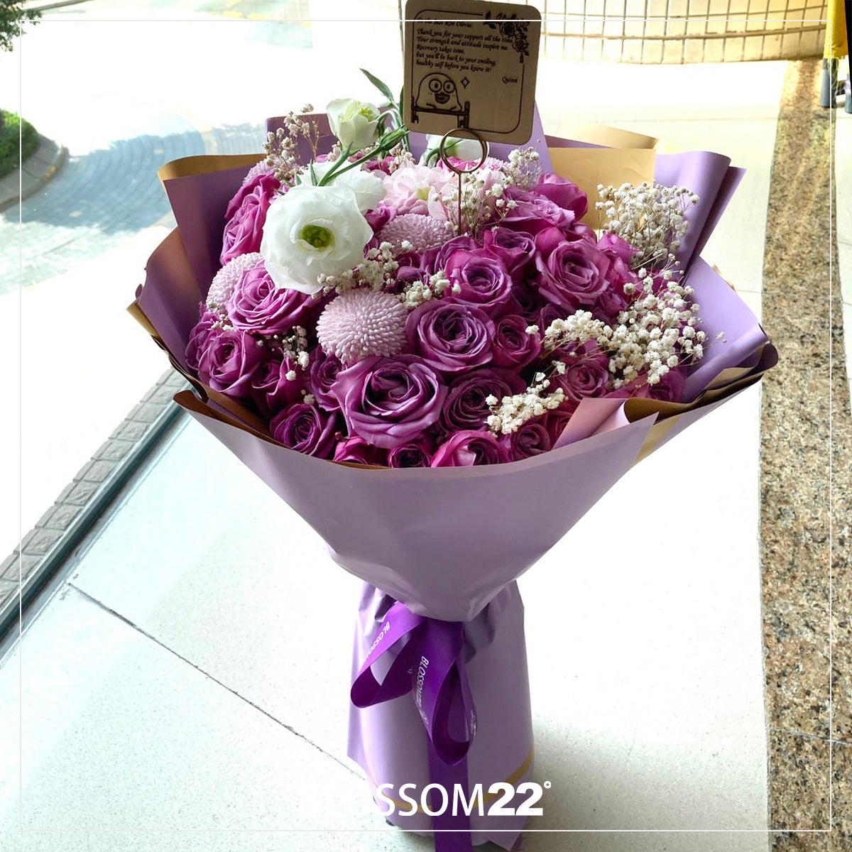 60枝 紫玫瑰及繡球｜60 Purple Roses & Hydrangea (XXL Song of the Ocean) 花束 bouquet 鮮花束 Blossom22°