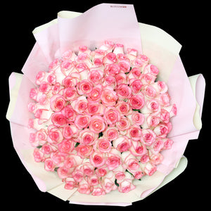 99枝 粉邊玫瑰求婚花束｜99 Highlight Pink Roses Bouquet｜情人節花 fresh bouquet 鮮花束 Blossom22°