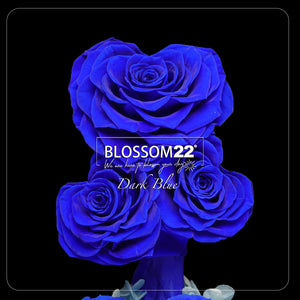 藍心型玫瑰保鮮花瓶｜Blue Heart Roses Preserved Flower Bell Jar  Blossom22hk