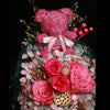 桃紅色摩絲熊保鮮花瓶｜Fuchisa Moss Bear Preserved Flower Bell Jar (Standard)  Blossom22hk