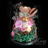 粉色摩絲熊保鮮花瓶｜Pink Moss Bear Preserved Flower Bell Jar (Standard)  Blossom22hk