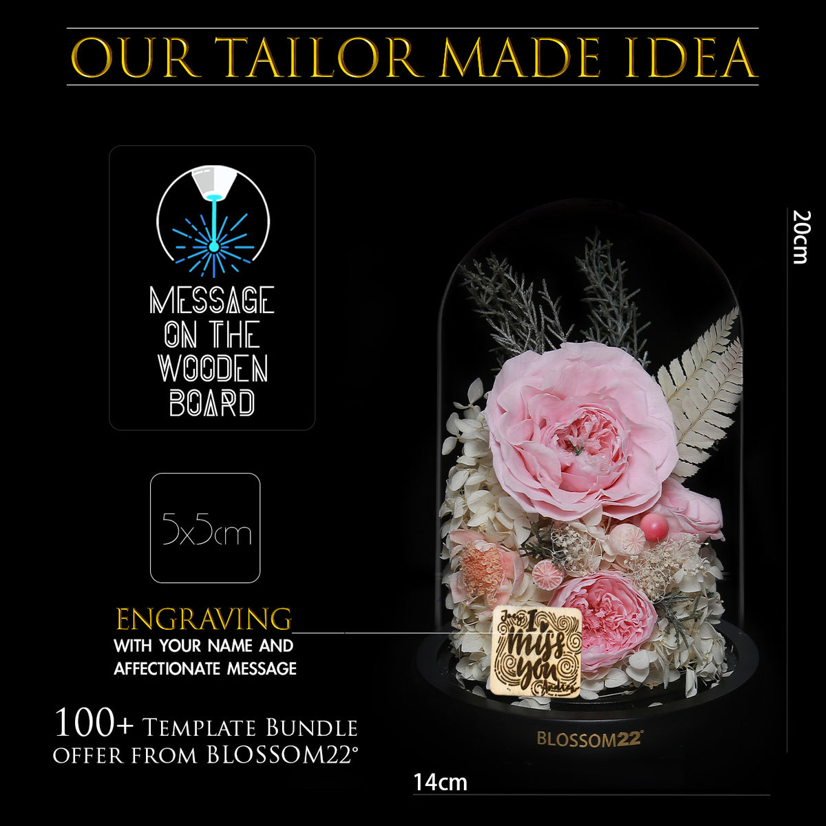 Standard Preserved-Flower•Glass Bell Jar｜標準版保鮮花瓶 02  Blossom22hk