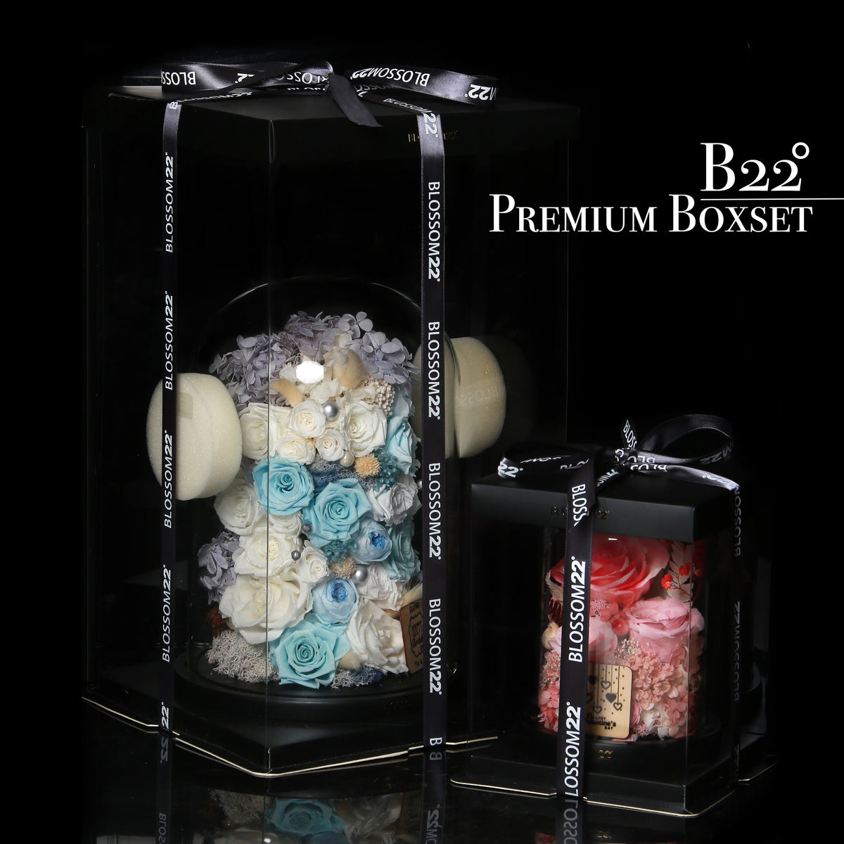 XXL Preserved-Flower•Glass Bell Jar｜特大版保鮮花瓶 - Blue Planet 藍星球  Blossom22hk