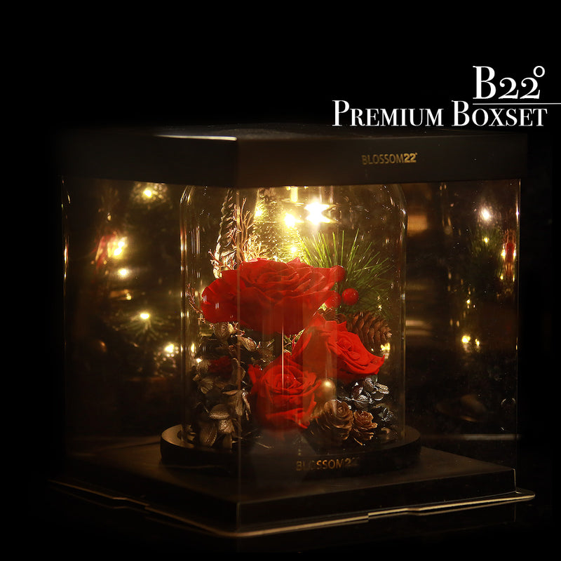聖誕保鮮花玻璃瓶｜Xmas Preserved Flower Bell Jar  Blossom22hk