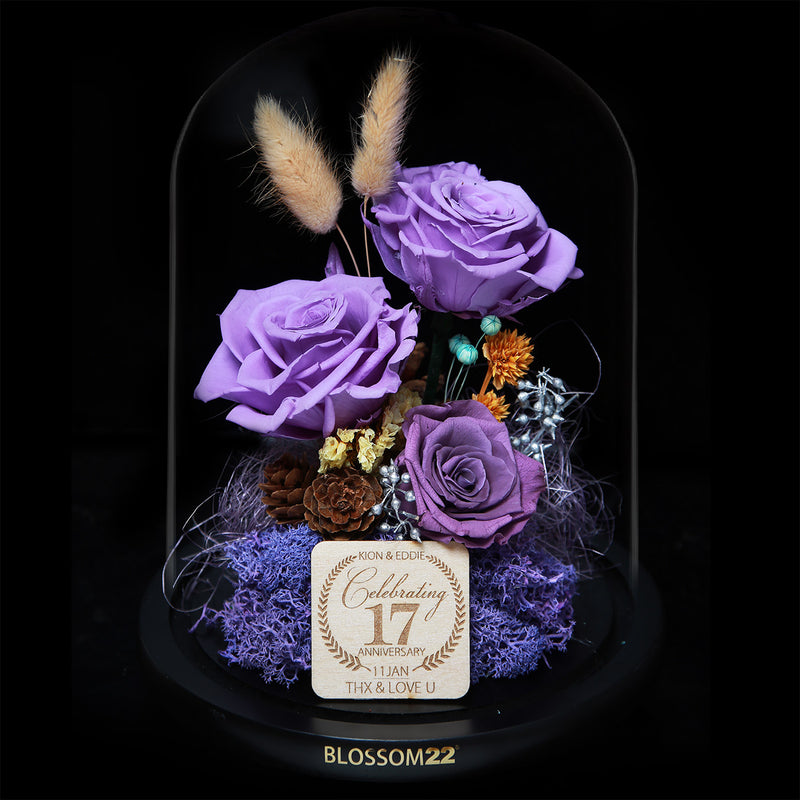 淺紫保鮮花瓶｜Light Purplr Preserved Flower Bell Jar  Blossom22hk