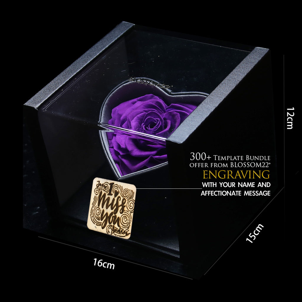 XXL Heart Rose Preserved Flower Box｜巨型心型玫瑰保鮮花盒 - Dark Purple（深紫)  Blossom22°