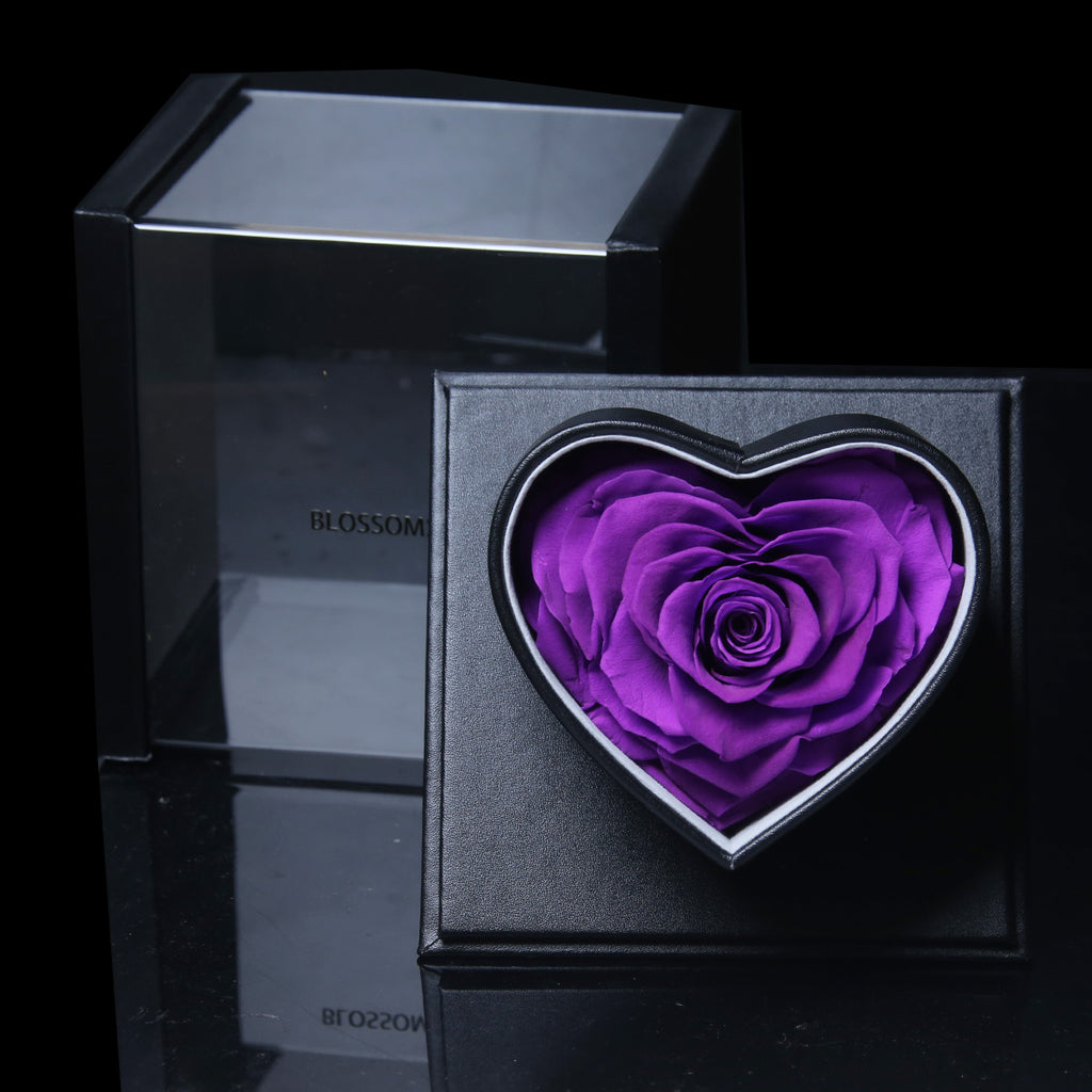 XXL Heart Rose Preserved Flower Box｜巨型心型玫瑰保鮮花盒 - Dark Purple（深紫)  Blossom22°