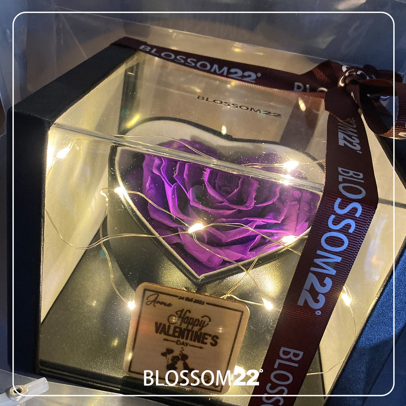 XXL Heart Rose Preserved Flower Box｜巨型心型玫瑰保鮮花盒 - Dark Purple（深紫)  Blossom22°