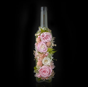 粉色保鮮花酒瓶｜Pink Preserved Flower Wine Bottle  Blossom22hk