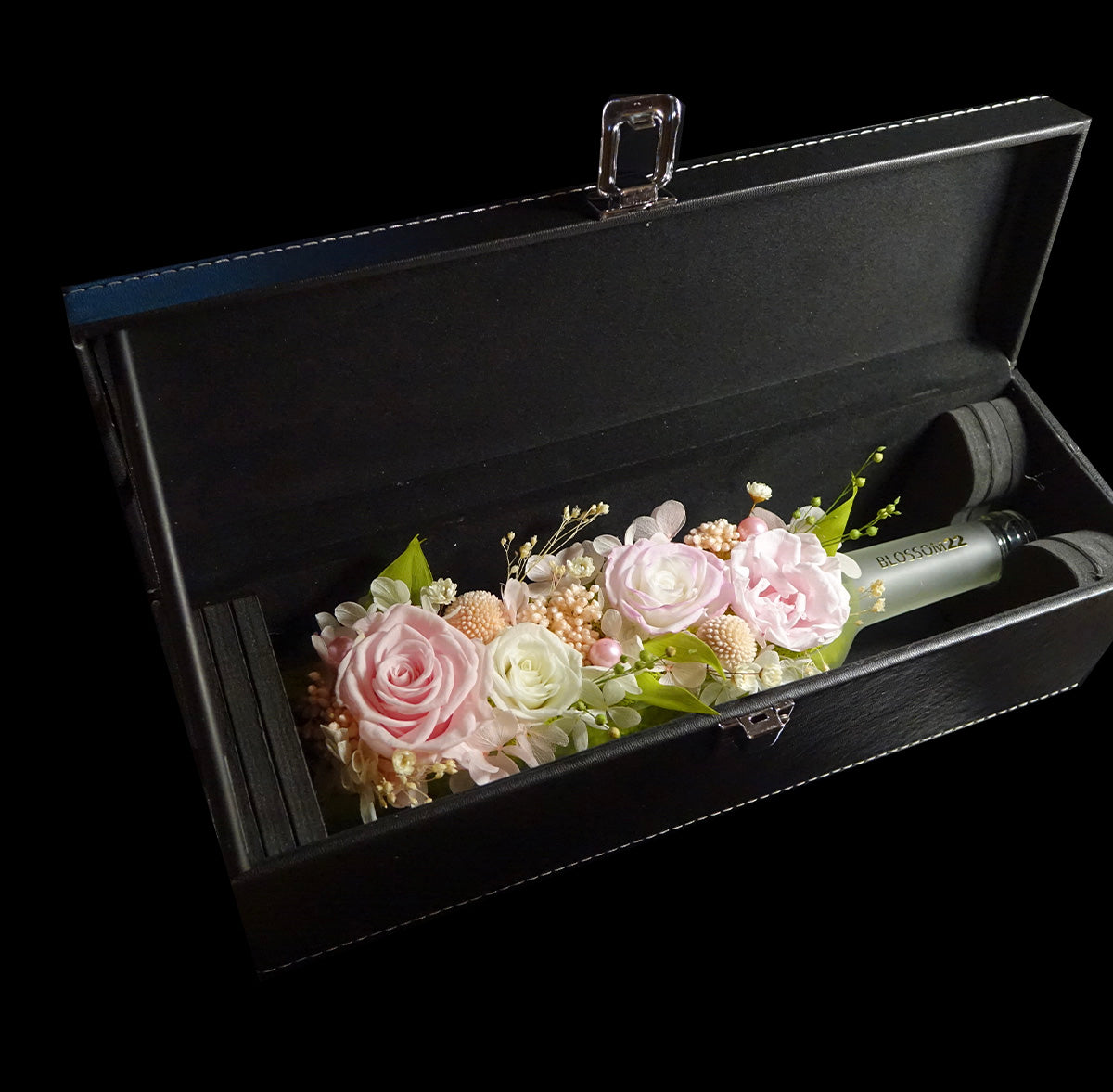 粉色保鮮花酒瓶｜Pink Preserved Flower Wine Bottle  Blossom22hk