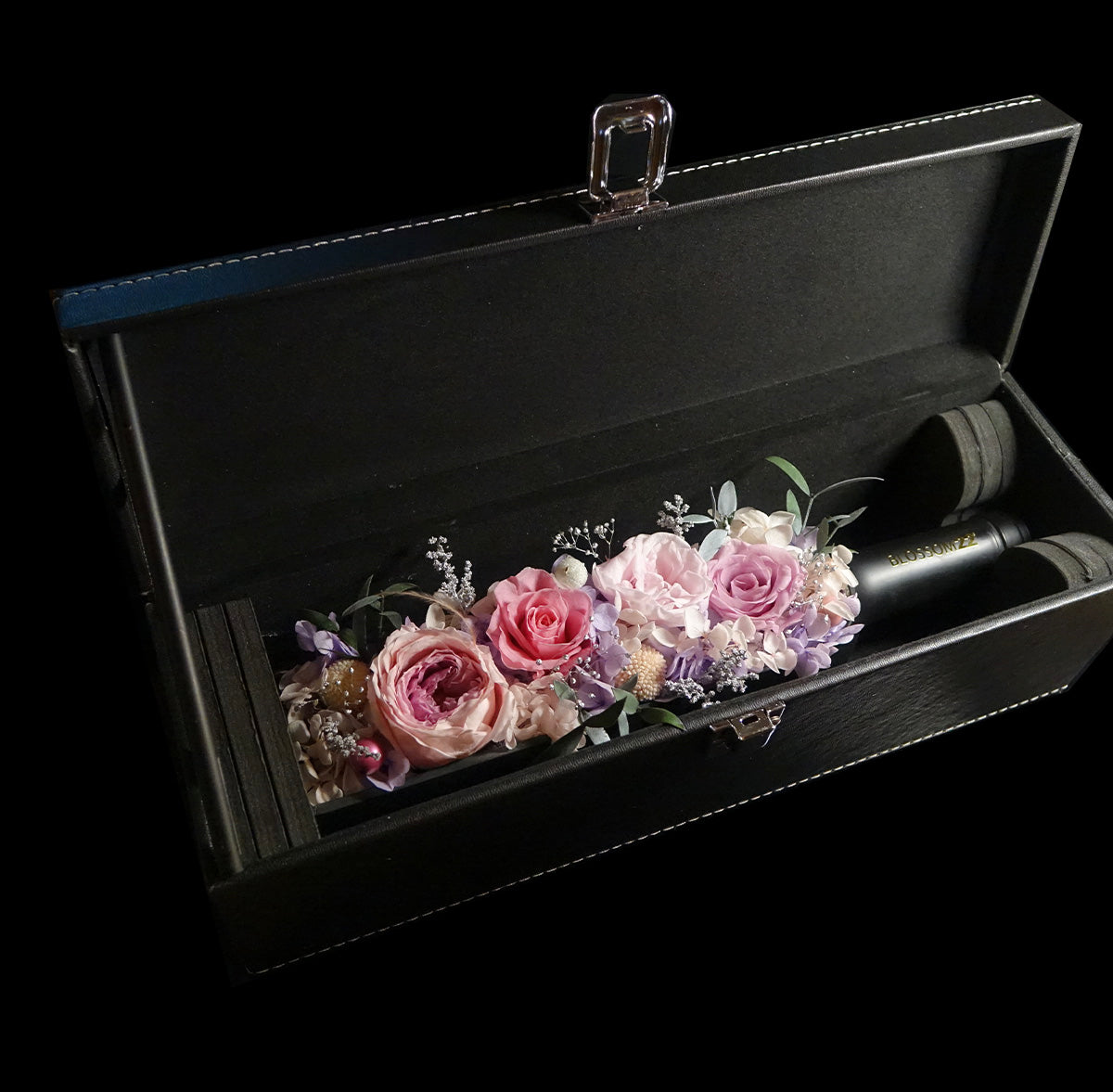 紫色保鮮花酒瓶｜Purple Preserved Flower Wine Bottle  Blossom22hk