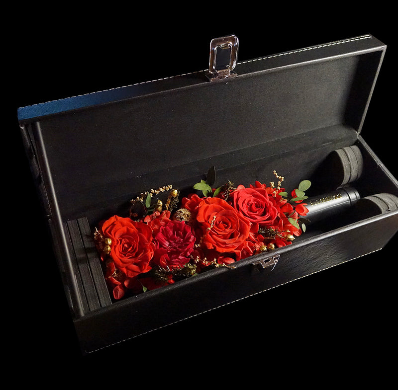 紅色保鮮花酒瓶｜Red Preserved Flower Wine Bottle  Blossom22hk