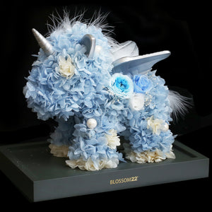 天藍保鮮花獨角獸｜Sky Blue Preserved Rose & Hydrangea Unicorn  Blossom22°