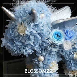 天藍保鮮花獨角獸｜Sky Blue Preserved Rose & Hydrangea Unicorn  Blossom22°