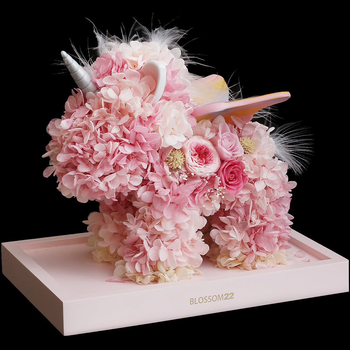 粉色保鮮花獨角獸｜Pink Preserved Rose & Hydrangea Unicorn  Blossom22°