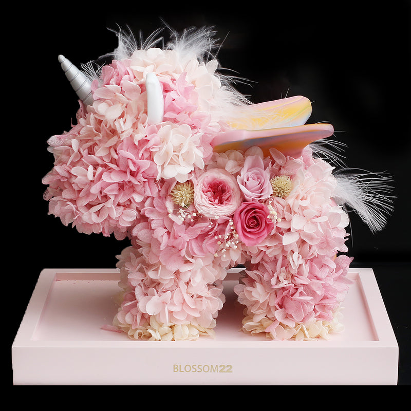 粉色保鮮花獨角獸｜Pink Preserved Rose & Hydrangea Unicorn  Blossom22°