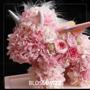 粉色保鮮花獨角獸｜Pink Preserved Rose & Hydrangea Unicorn  Blossom22°