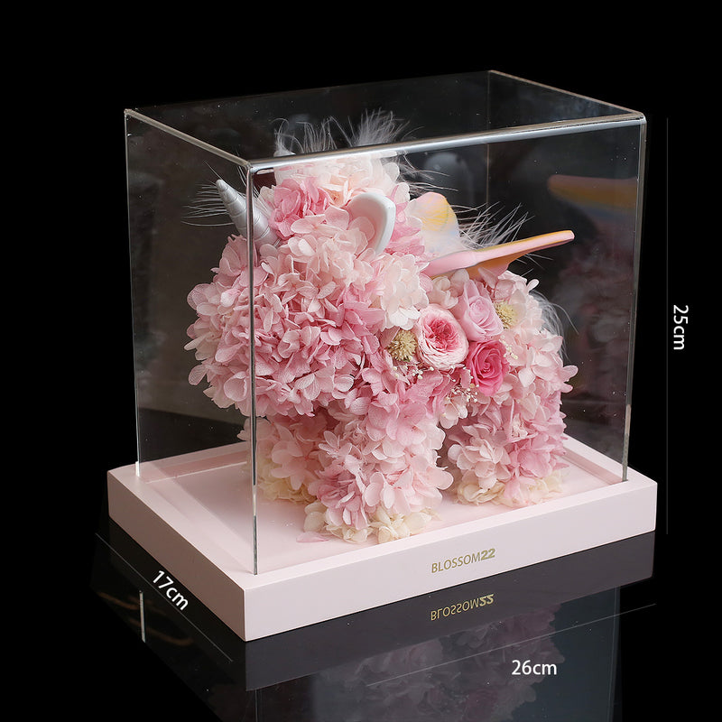 粉色保鮮花獨角獸｜Pink Preserved Rose & Hydrangea Unicorn  Blossom22°