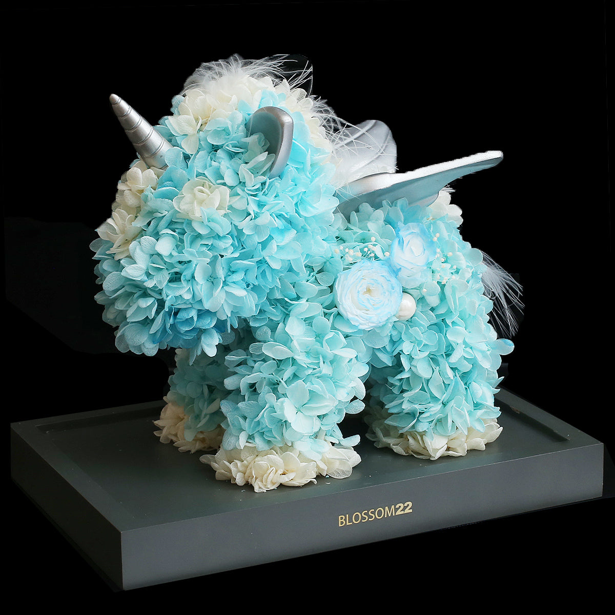 蒂芬妮保鮮花獨角獸｜Tiffany Blue Preserved Rose & Hydrangea Unicorn  Blossom22°