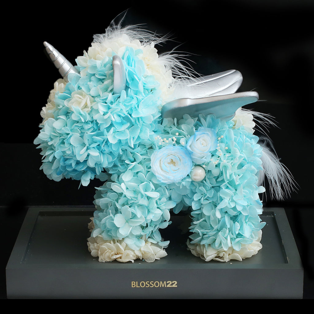 蒂芬妮保鮮花獨角獸｜Tiffany Blue Preserved Rose & Hydrangea Unicorn  Blossom22°