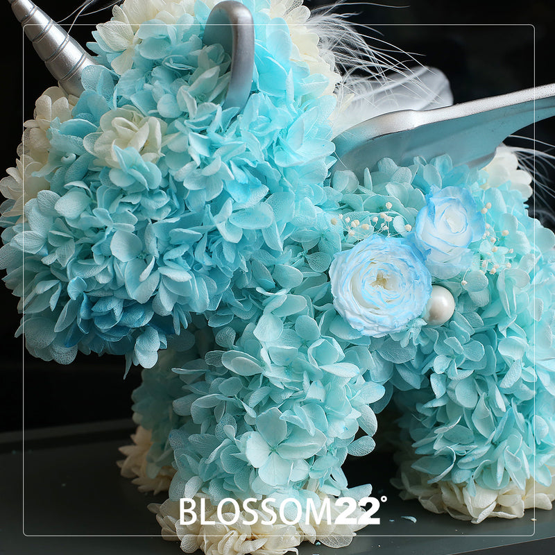 蒂芬妮保鮮花獨角獸｜Tiffany Blue Preserved Rose & Hydrangea Unicorn  Blossom22°