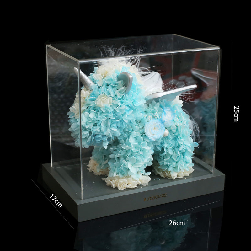 蒂芬妮保鮮花獨角獸｜Tiffany Blue Preserved Rose & Hydrangea Unicorn  Blossom22°