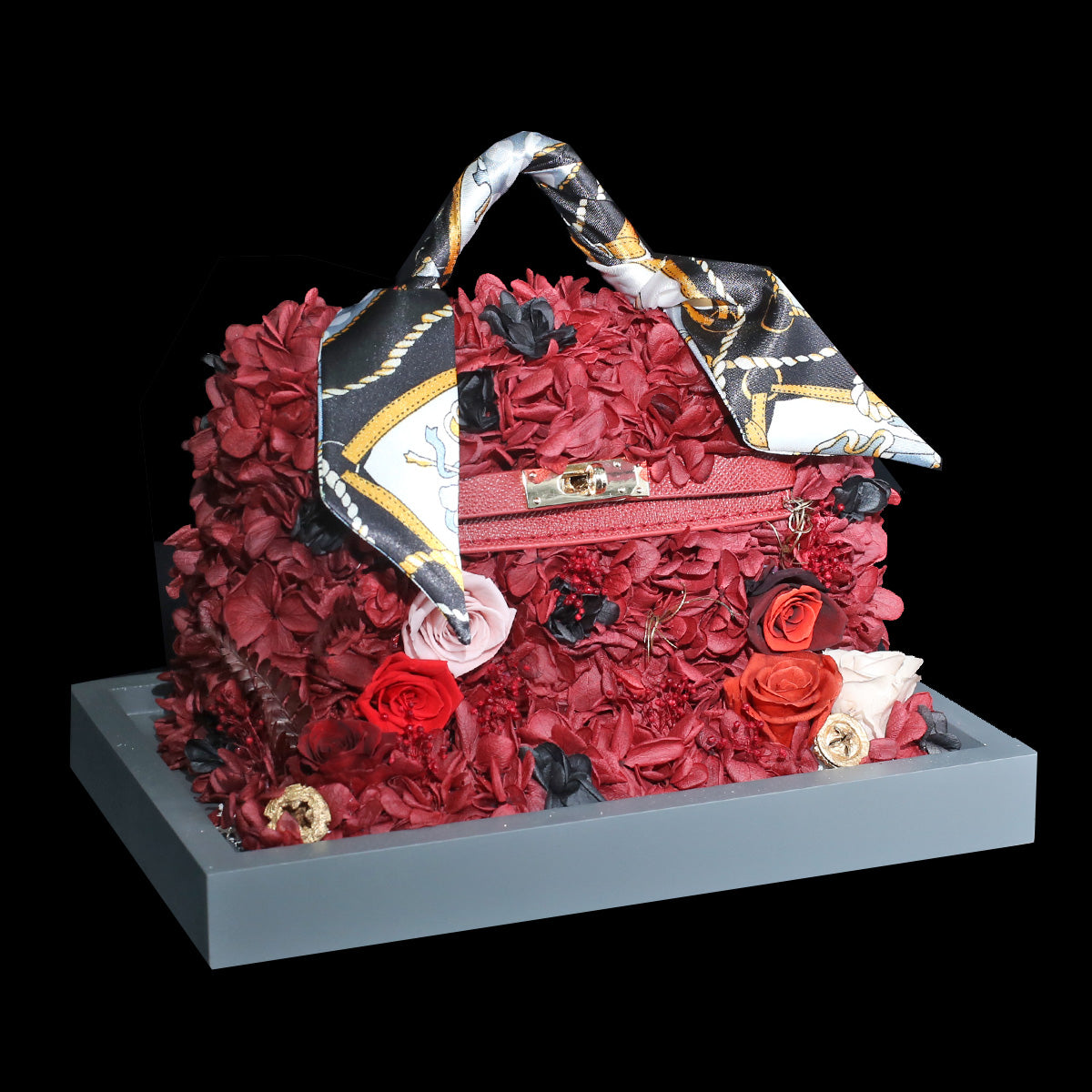 紅色保鮮花手袋｜Red Preserved Rose & Hydrangea Hand Bag  Blossom22°