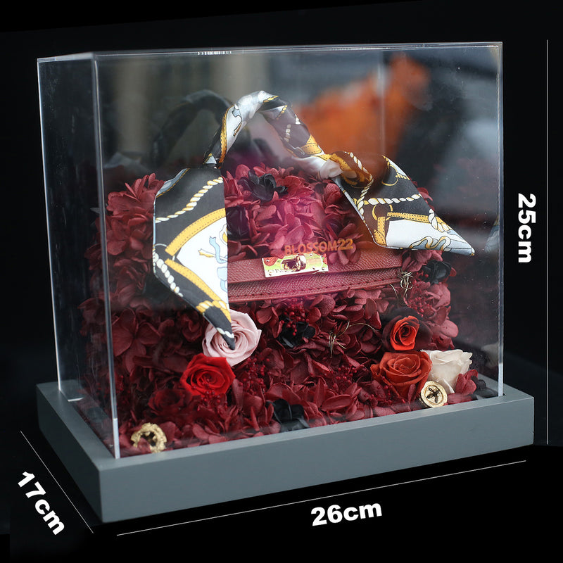 紅色保鮮花手袋｜Red Preserved Rose & Hydrangea Hand Bag  Blossom22°
