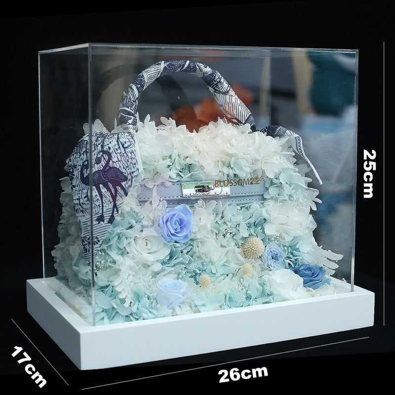 蒂芬妮保鮮花手袋｜Tiffany Blue Preserved Rose & Hydrangea Hand Bag  Blossom22°