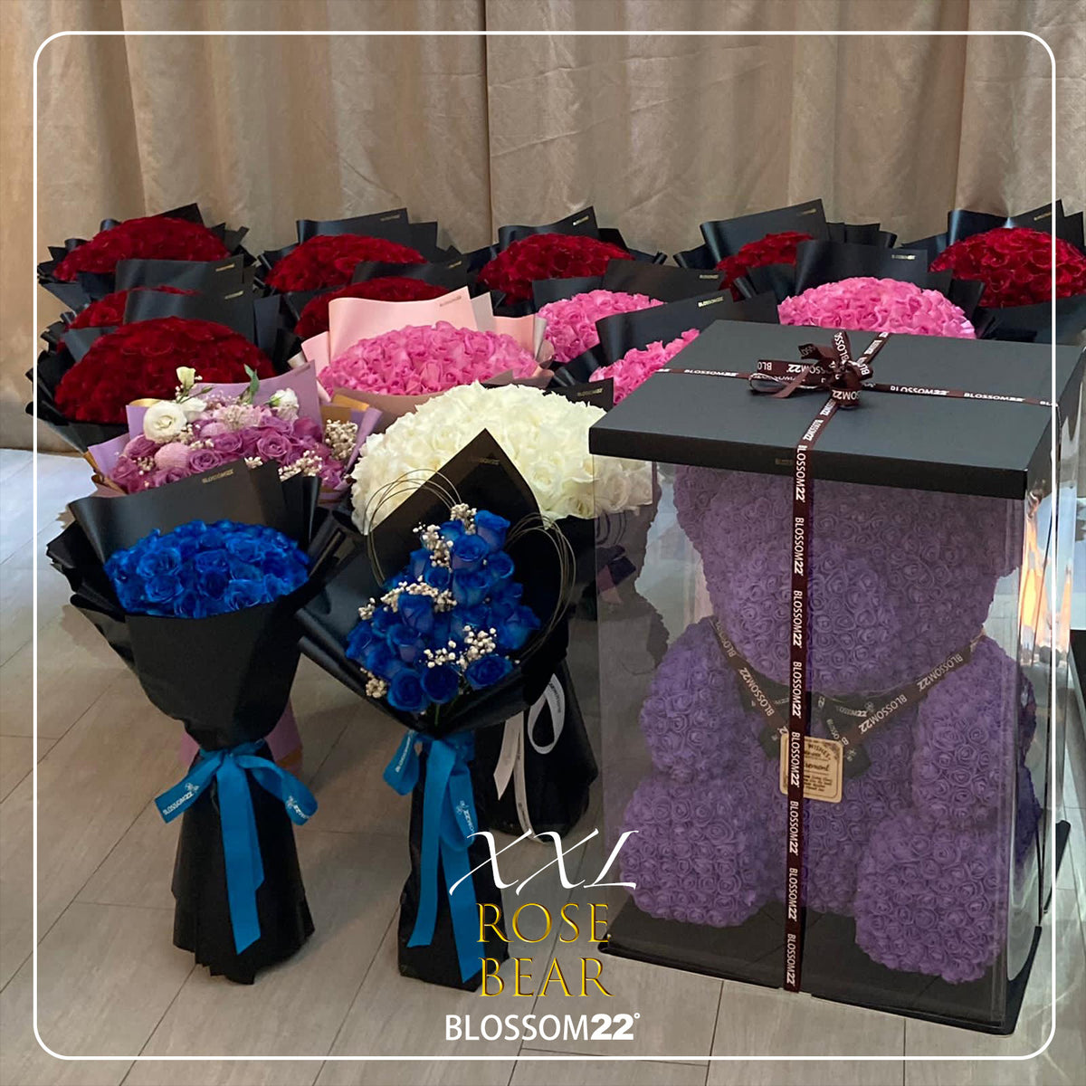 紫色巨型玫瑰熊｜XXL Purple Rose Bear Other Products Blossom22hk